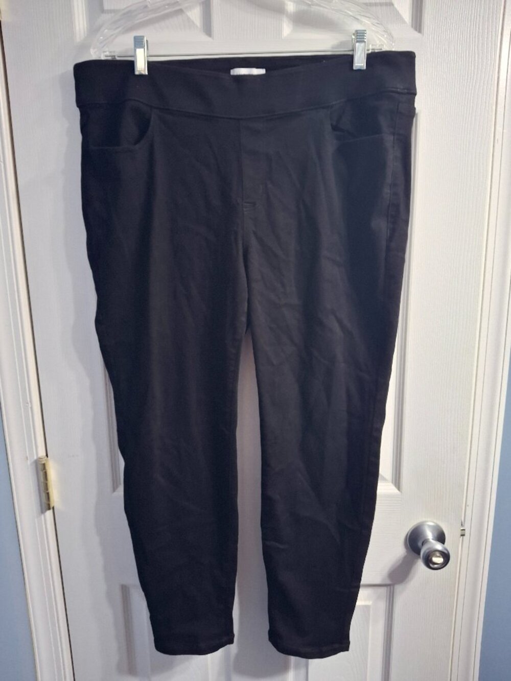 Lane Bryant Pull On High-Rise Sateen Jeggings, Black, Size 16Petite